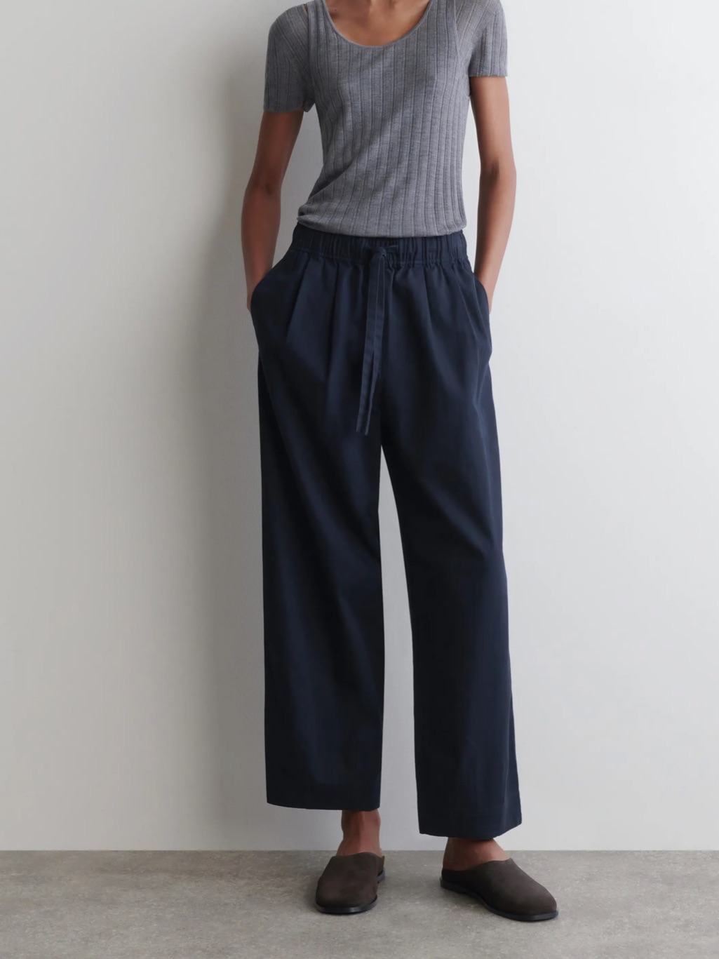 Cos Cotton Herringbone Drawstring Pants Nwt